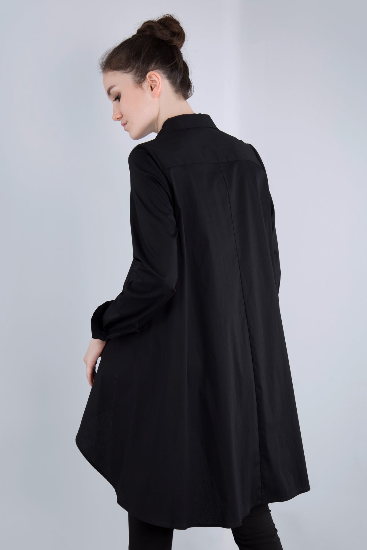 Baumwoll Long - Bluse CED3 schwarz