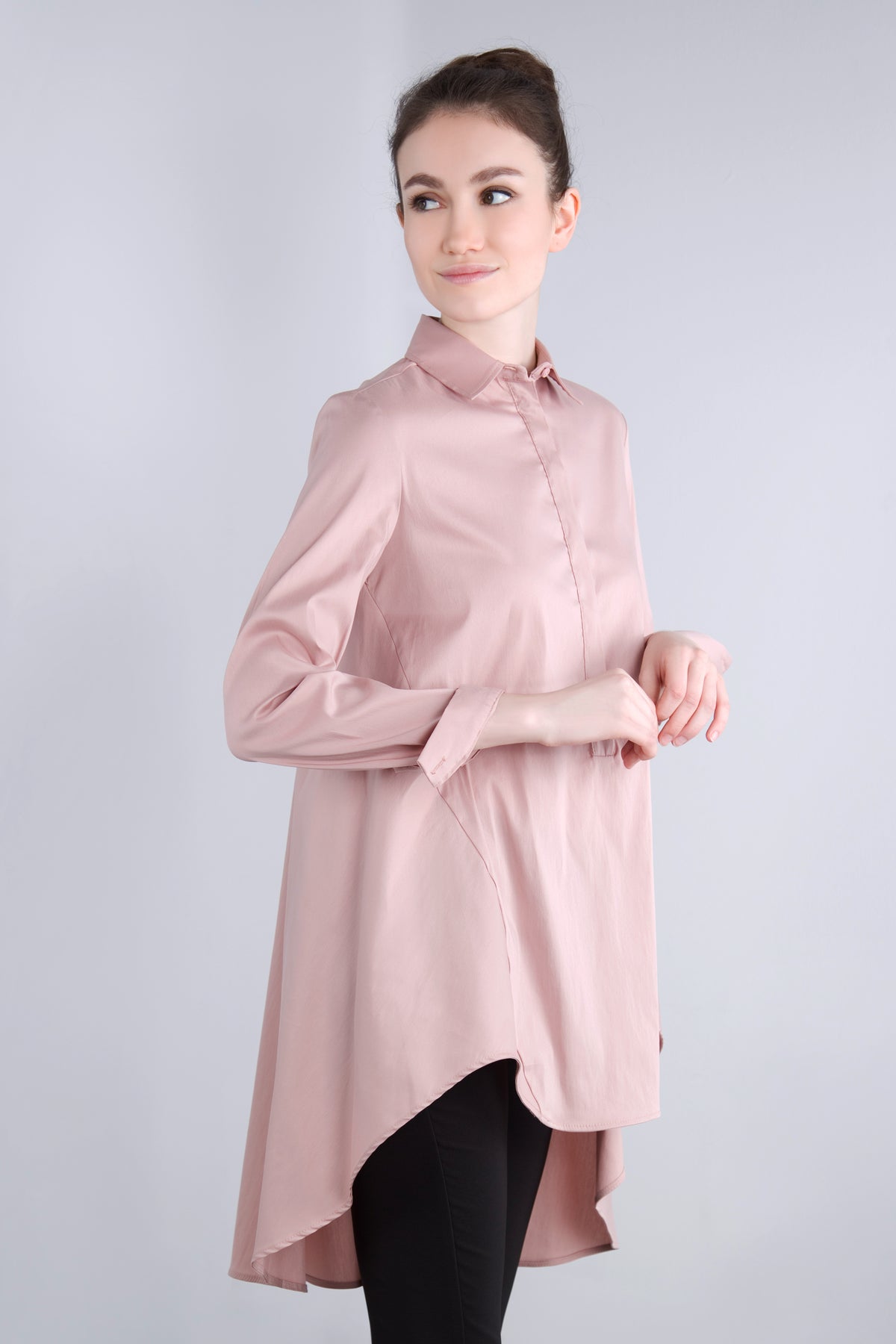 Baumwoll Long - Bluse CED3 rosa