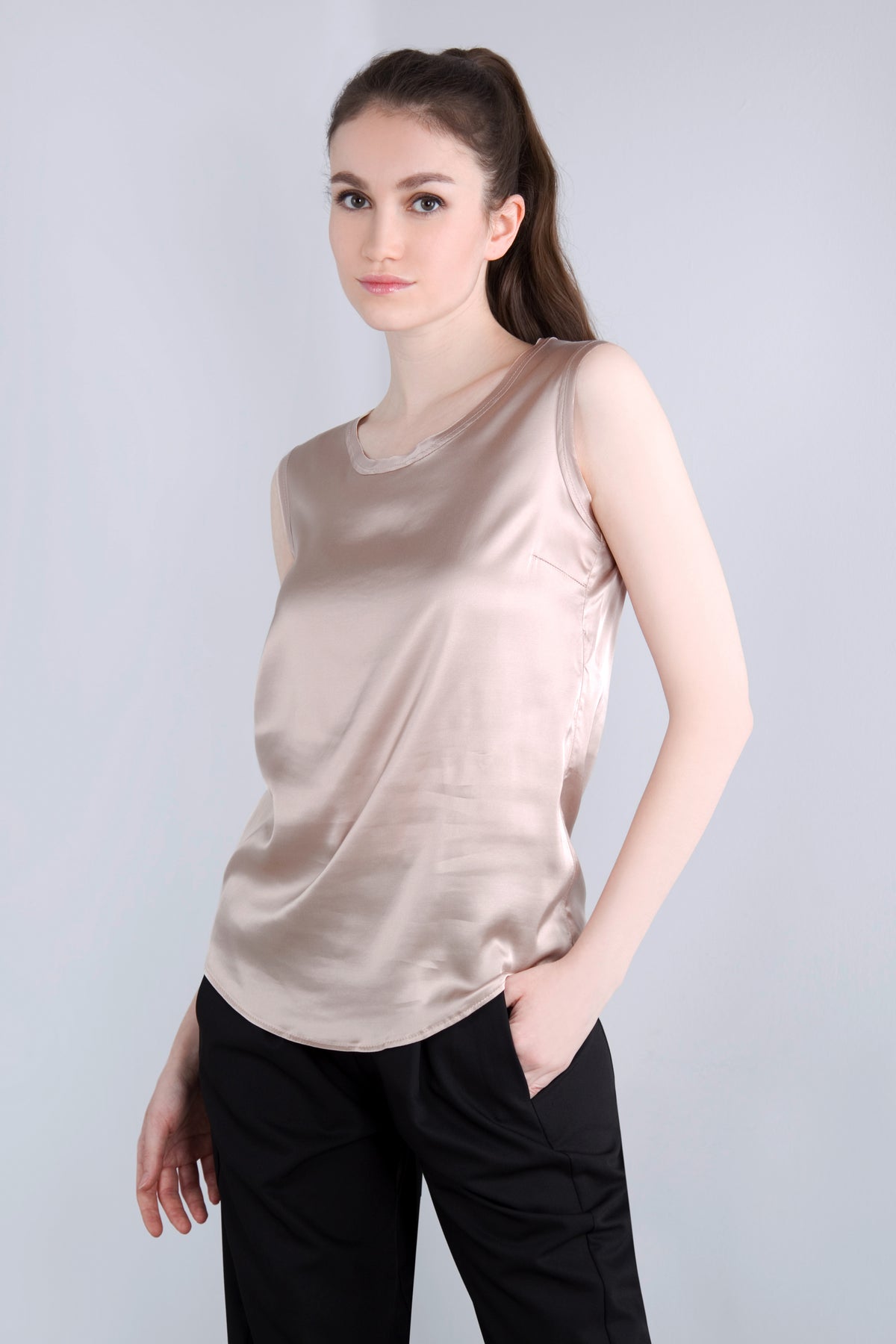 Viscose Satin Top RDE2 puder beige