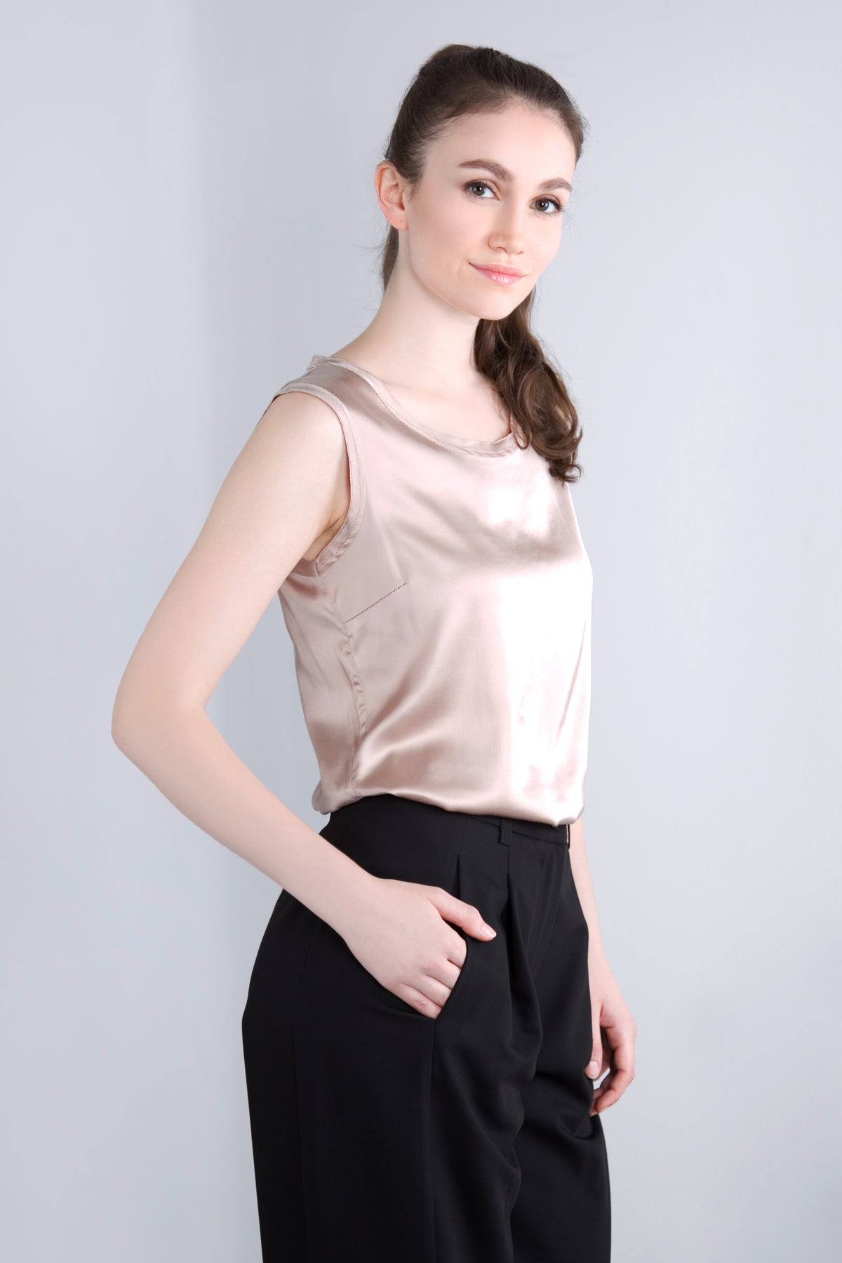 Viscose Satin Top RDE2 puder beige