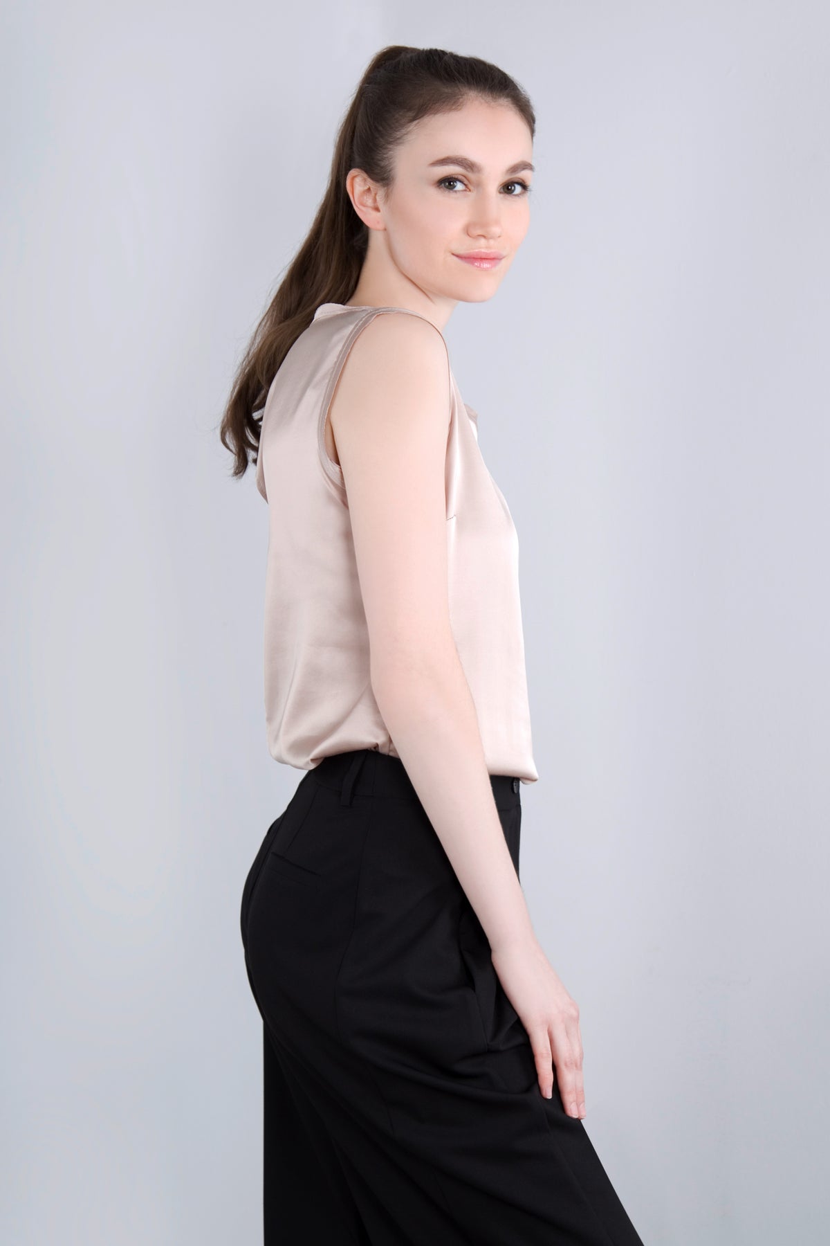 Viscose Satin Top RDE2 puder beige