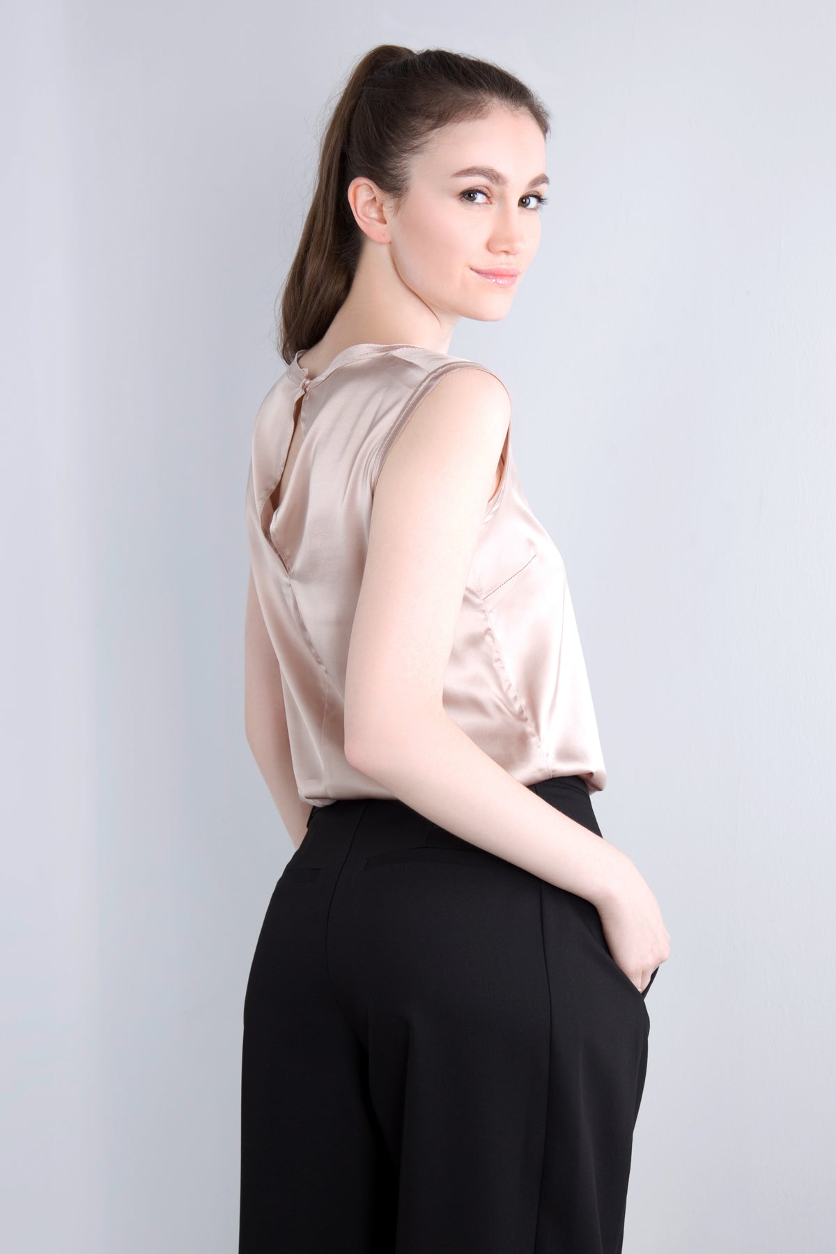 Viscose Satin Top RDE2 puder beige