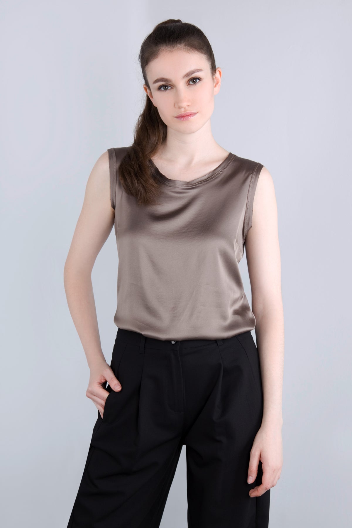Viscose Satin Top RDE2 fango