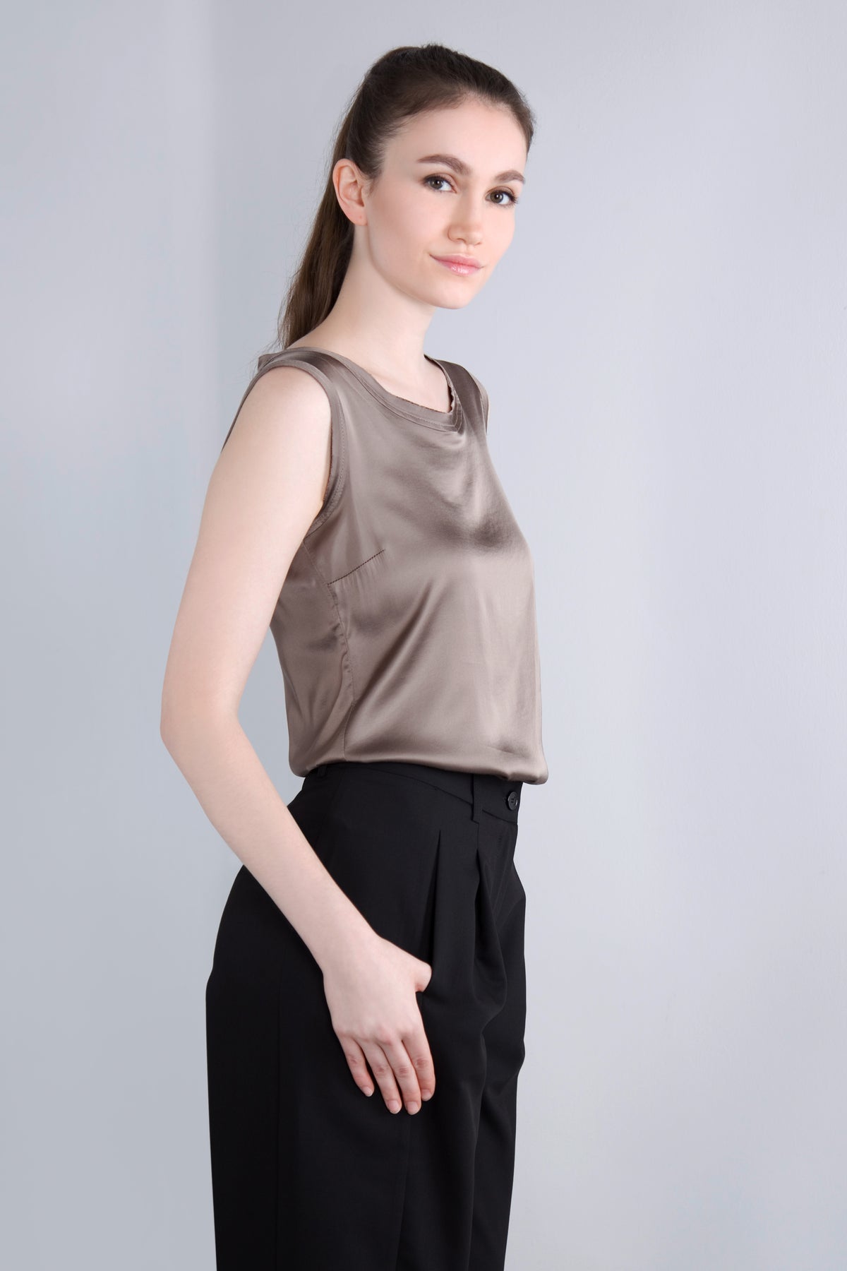 Viscose Satin Top RDE2 fango