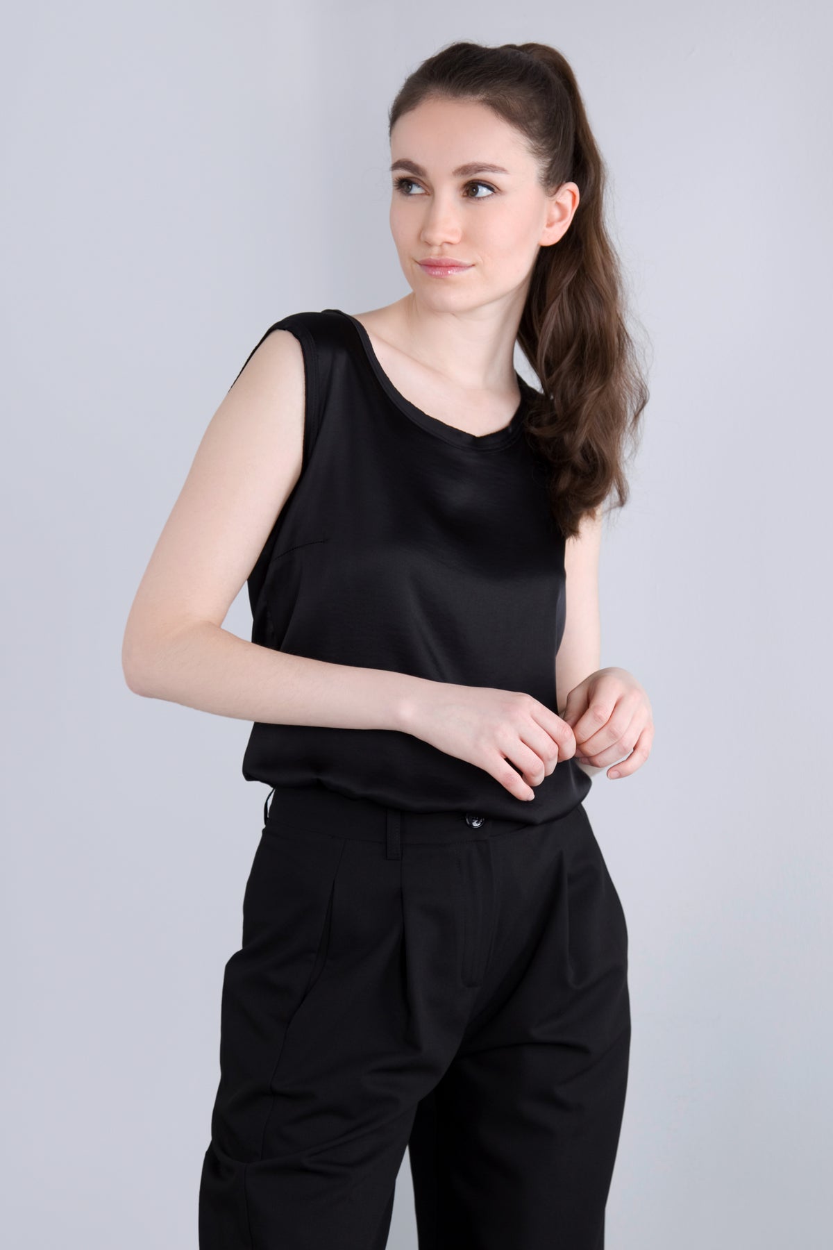 Viscose Satin Top RDE2 schwarz
