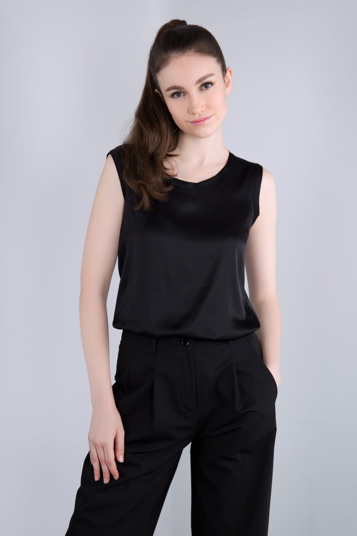 Viscose Satin Top RDE2 schwarz