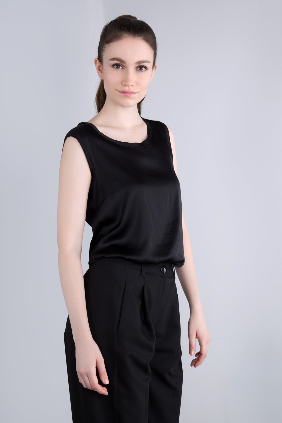Viscose Satin Top RDE2 schwarz