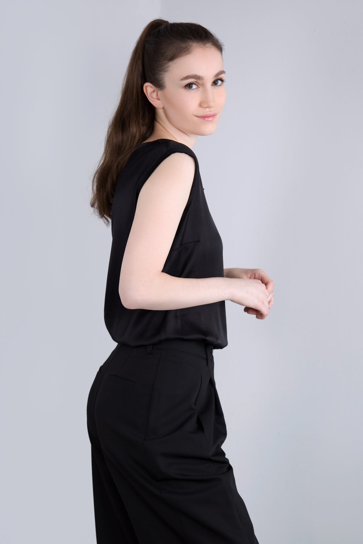 Viscose Satin Top RDE2 schwarz