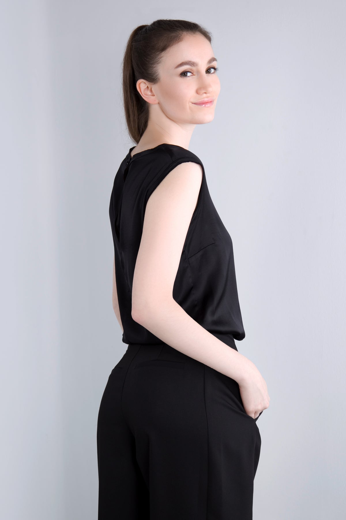 Viscose Satin Top RDE2 schwarz