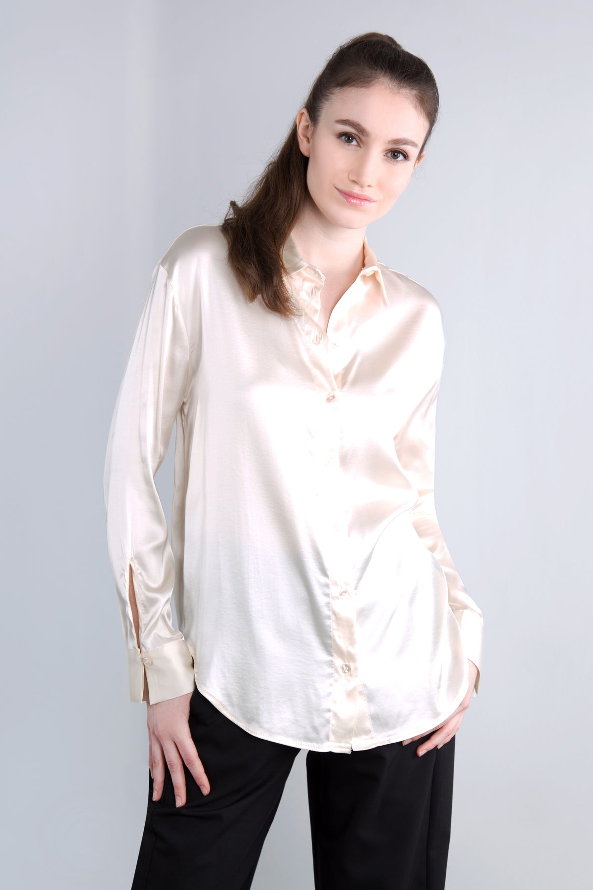 Viscose Satin Bluse CLP3 creme