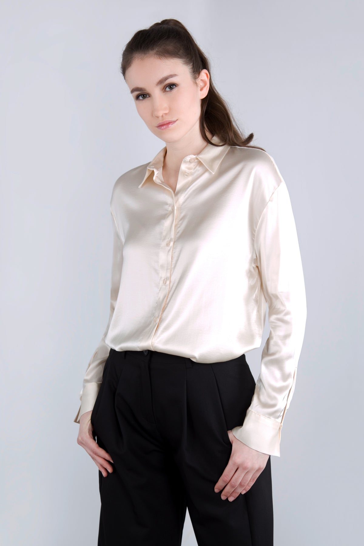 Viscose Satin Bluse CLP3 creme