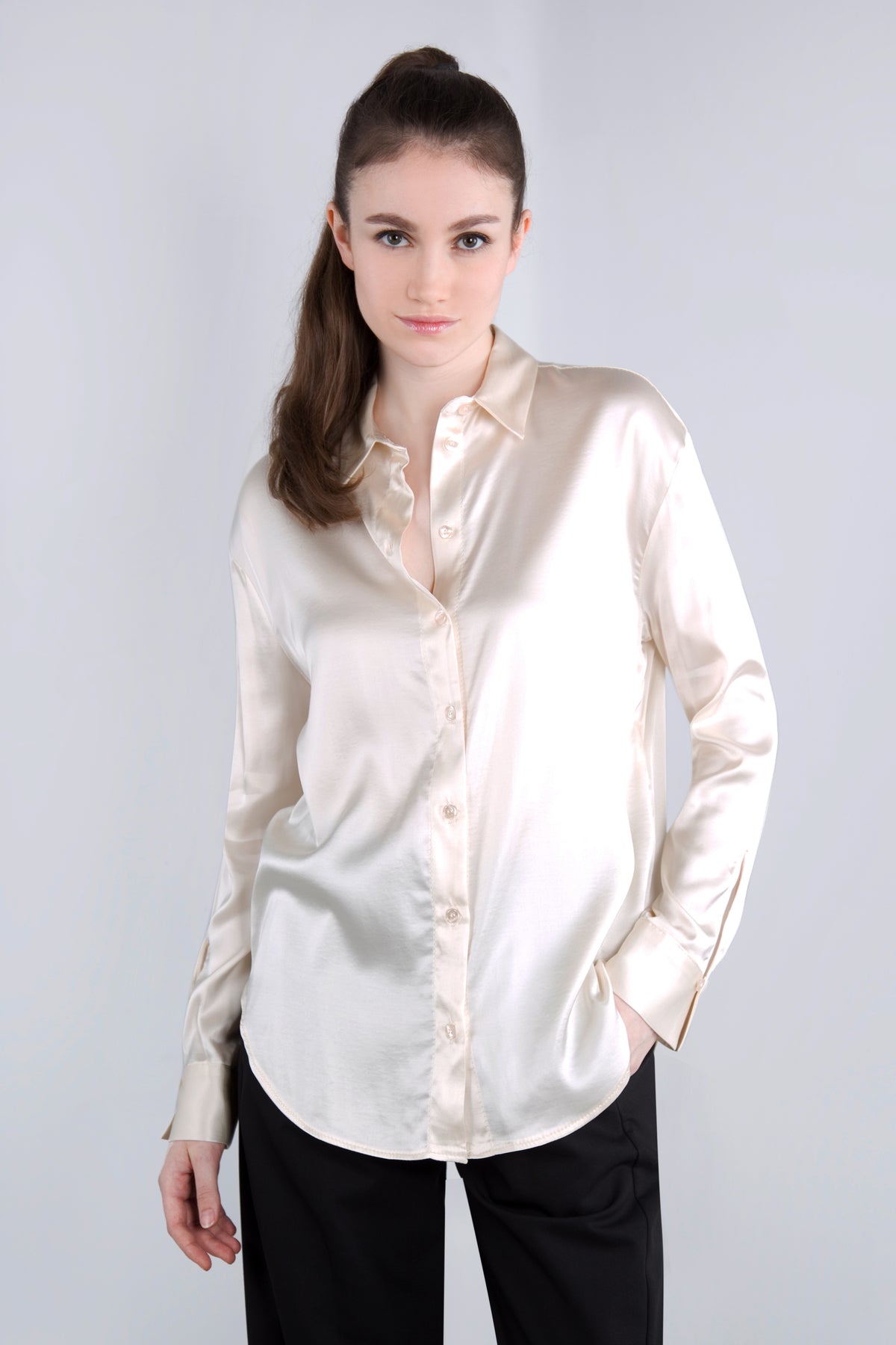 Viscose Satin Bluse CLP3 creme