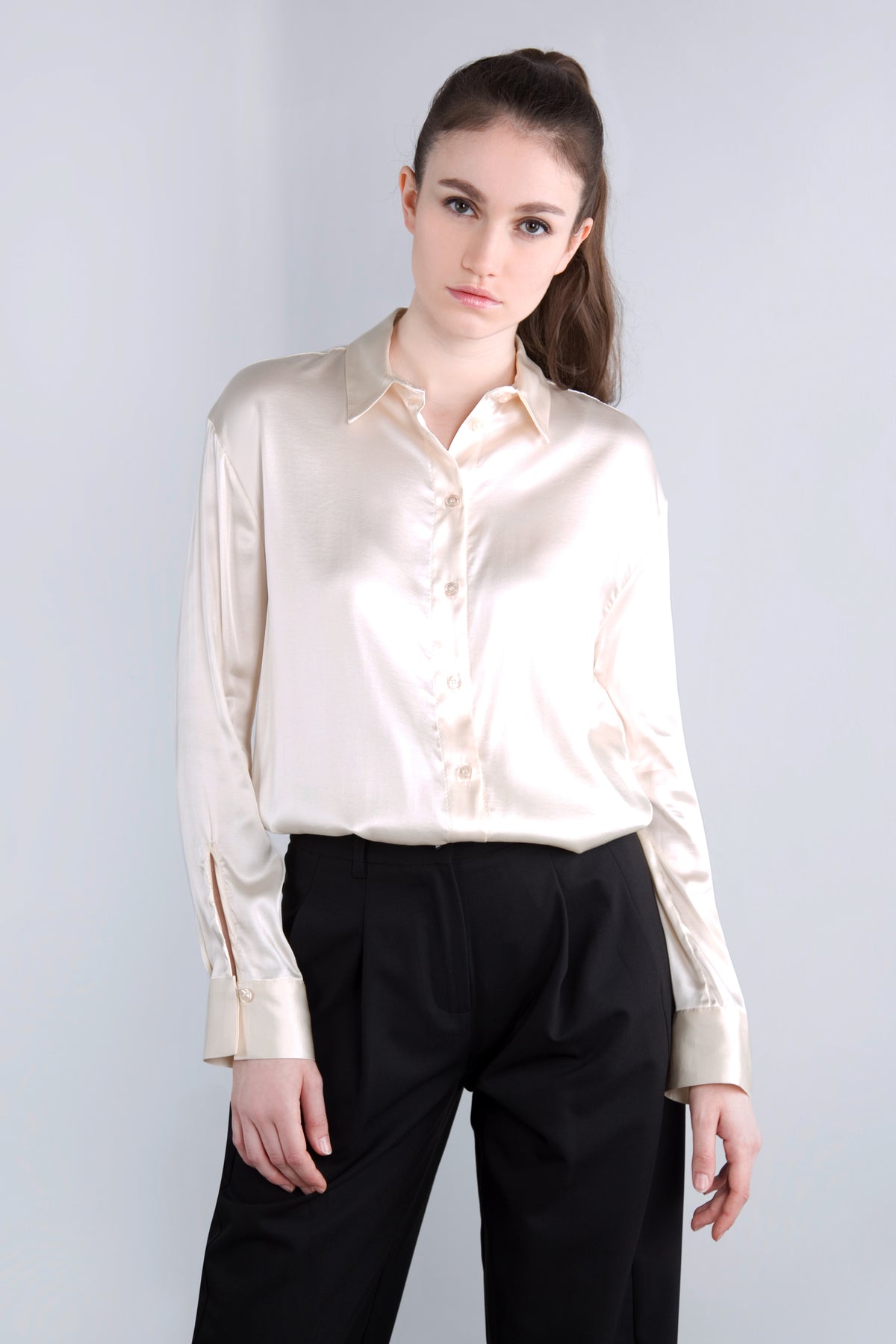 Viscose Satin Bluse CLP3 creme