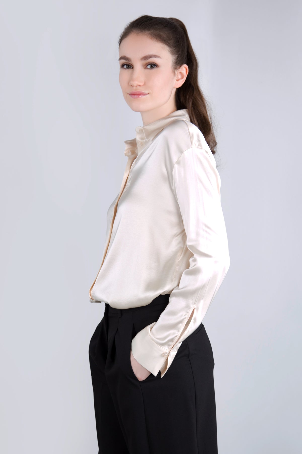 Viscose Satin Bluse CLP3 creme