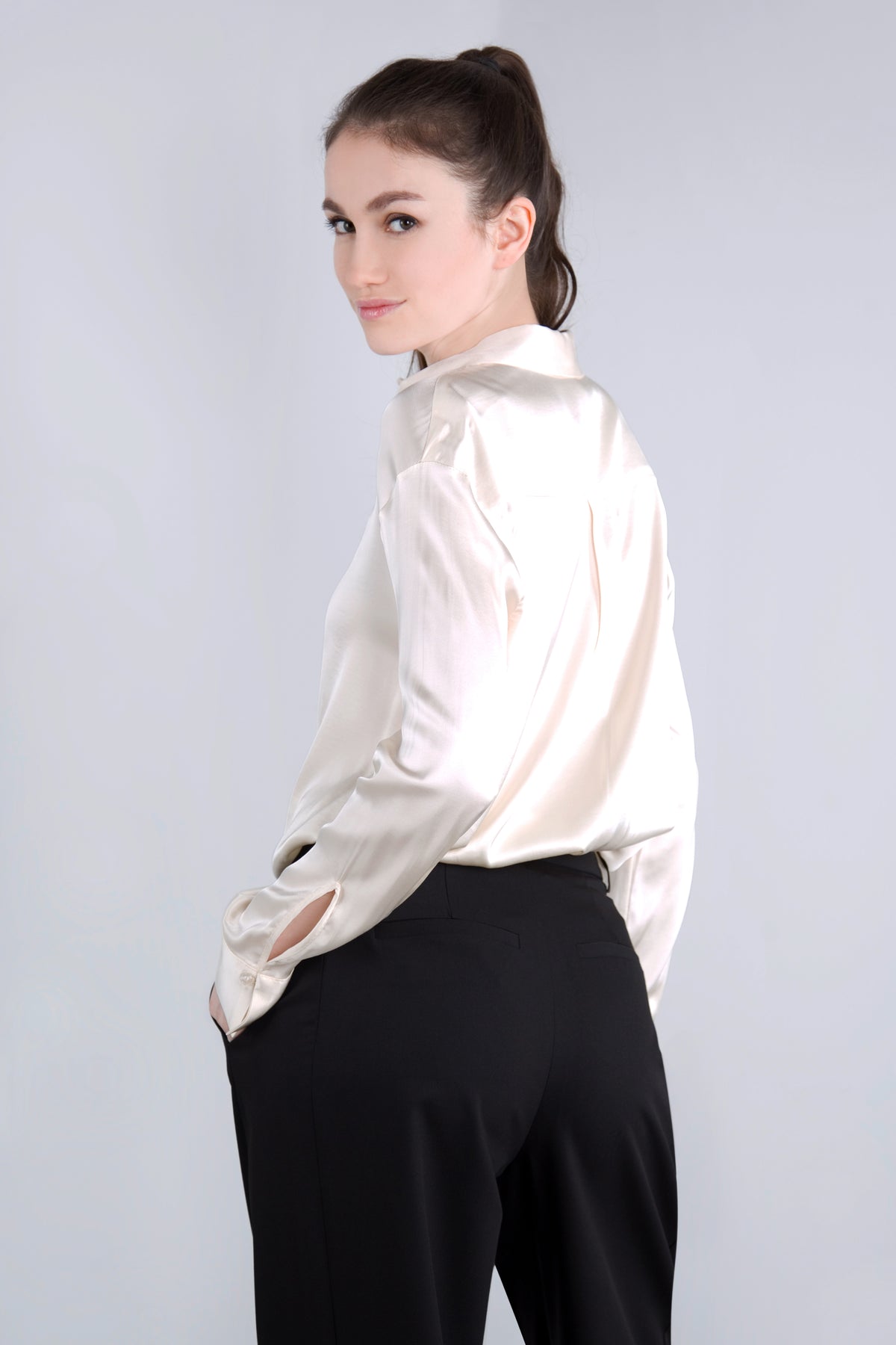Viscose Satin Bluse CLP3 creme