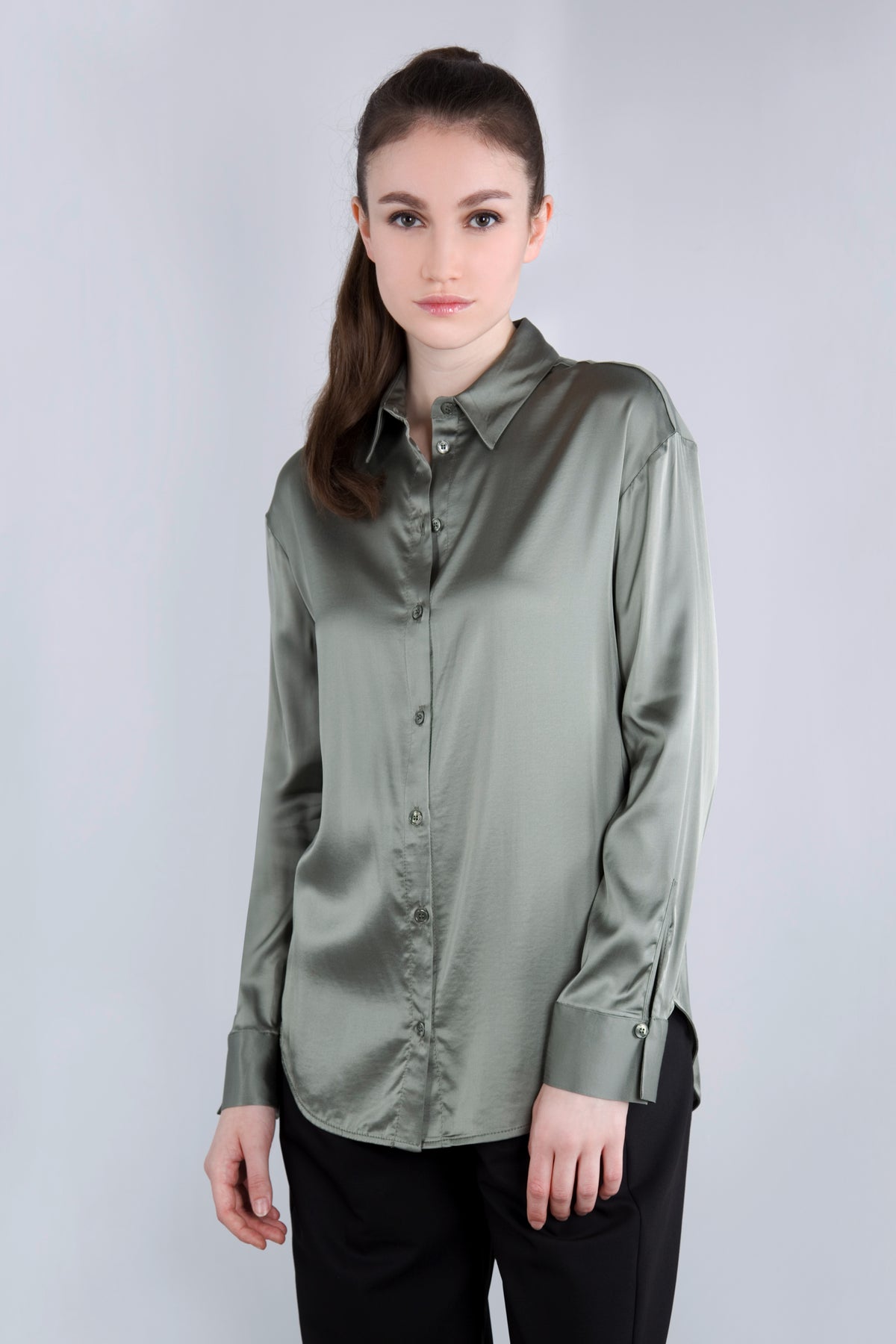 Viscose Satin Bluse CLP3 salbei