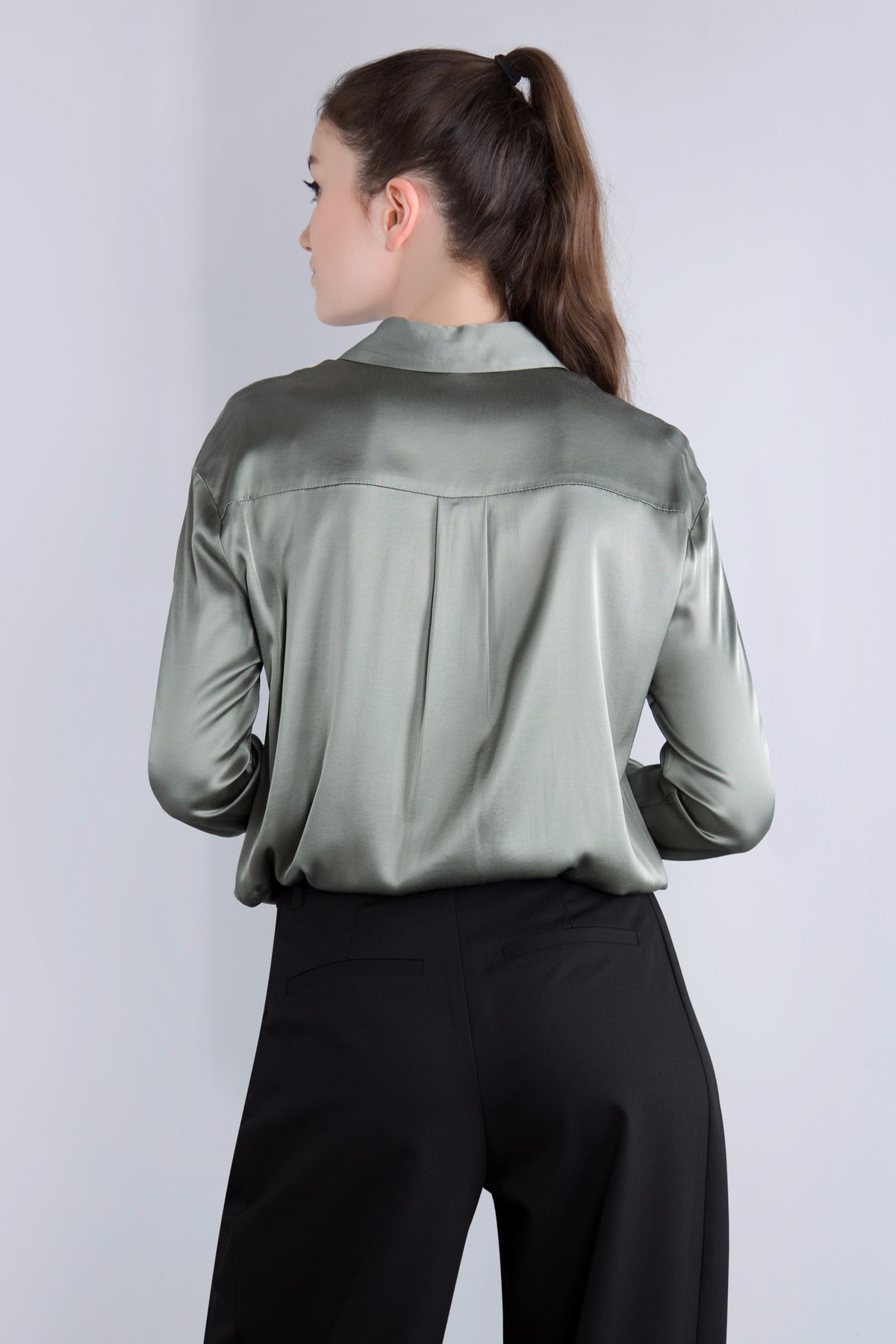 Viscose Satin Bluse CLP3 salbei