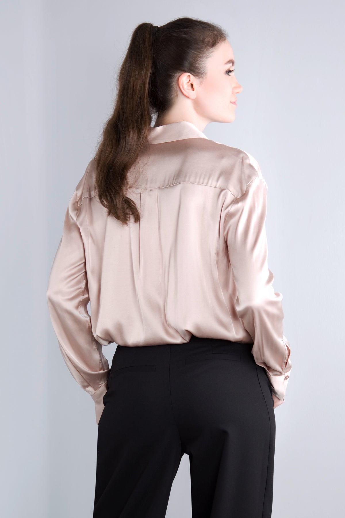 Viscose Satin Bluse CLP3 puder beige