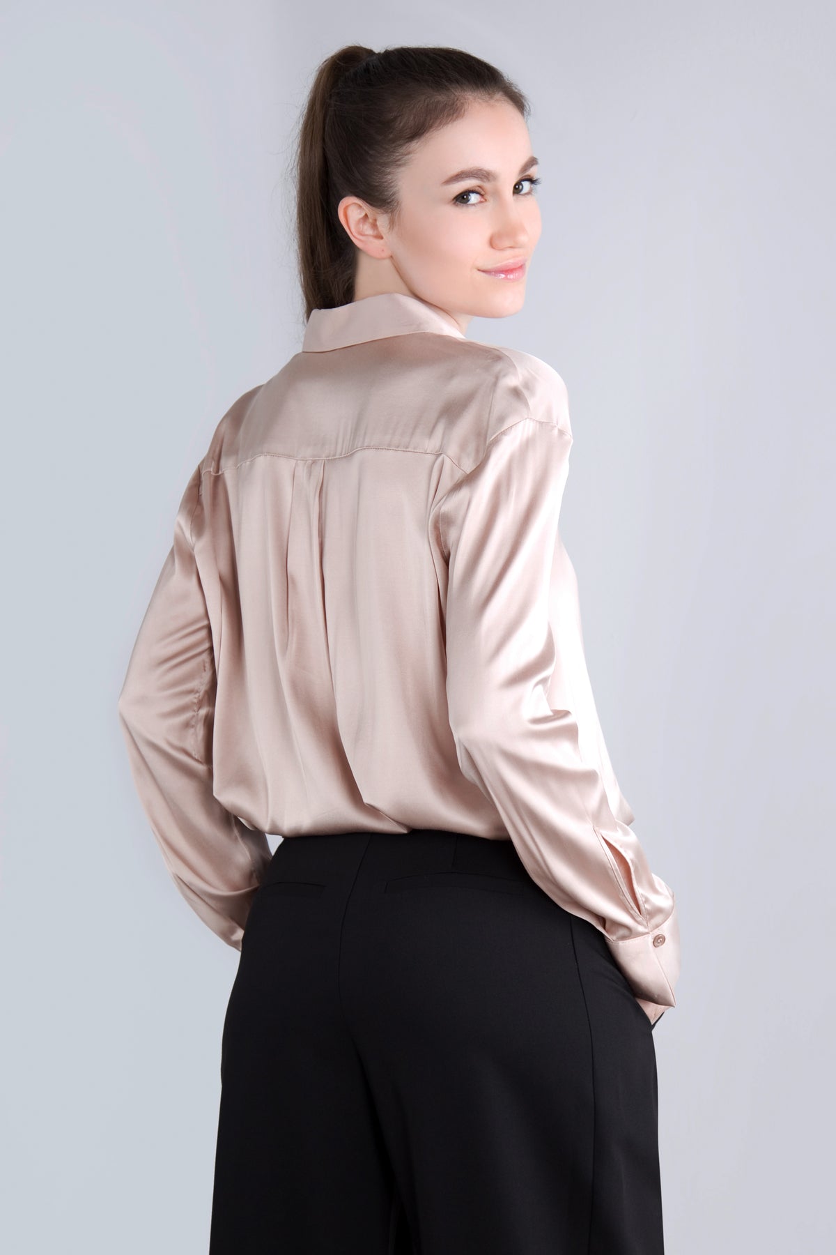 Viscose Satin Bluse CLP3 puder beige