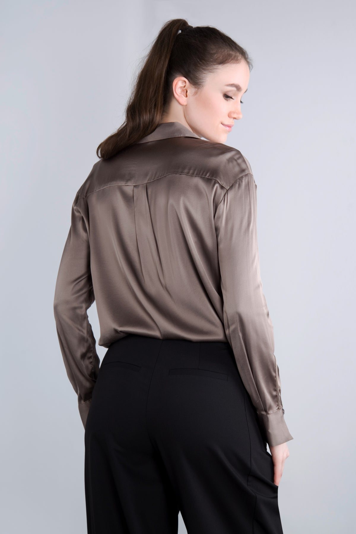 Viscose Satin Bluse CLP3 fango