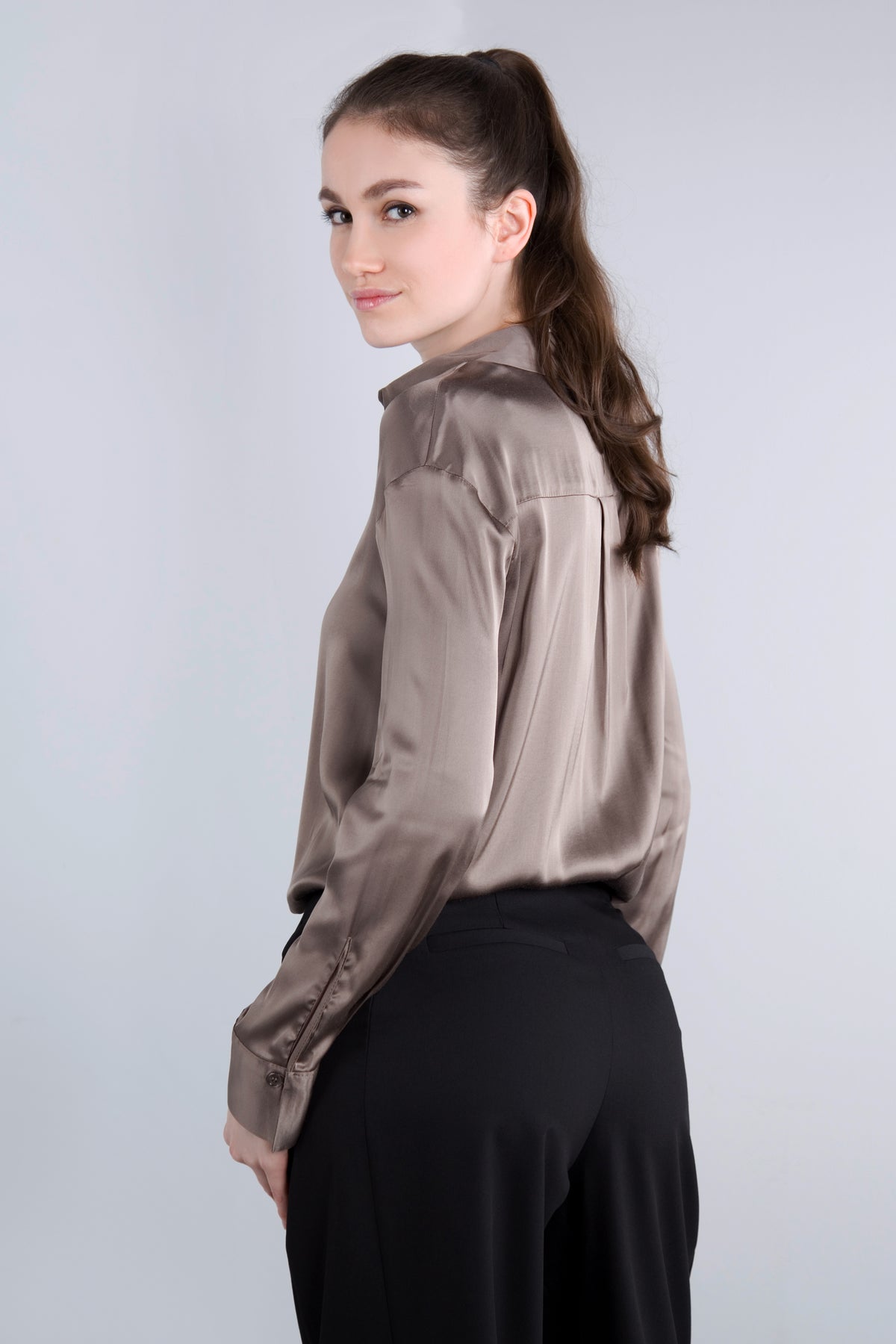 Viscose Satin Bluse CLP3 fango