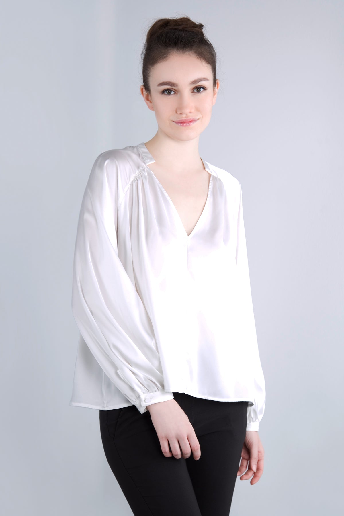 Satin Blusenshirt CMH2 wollweiß