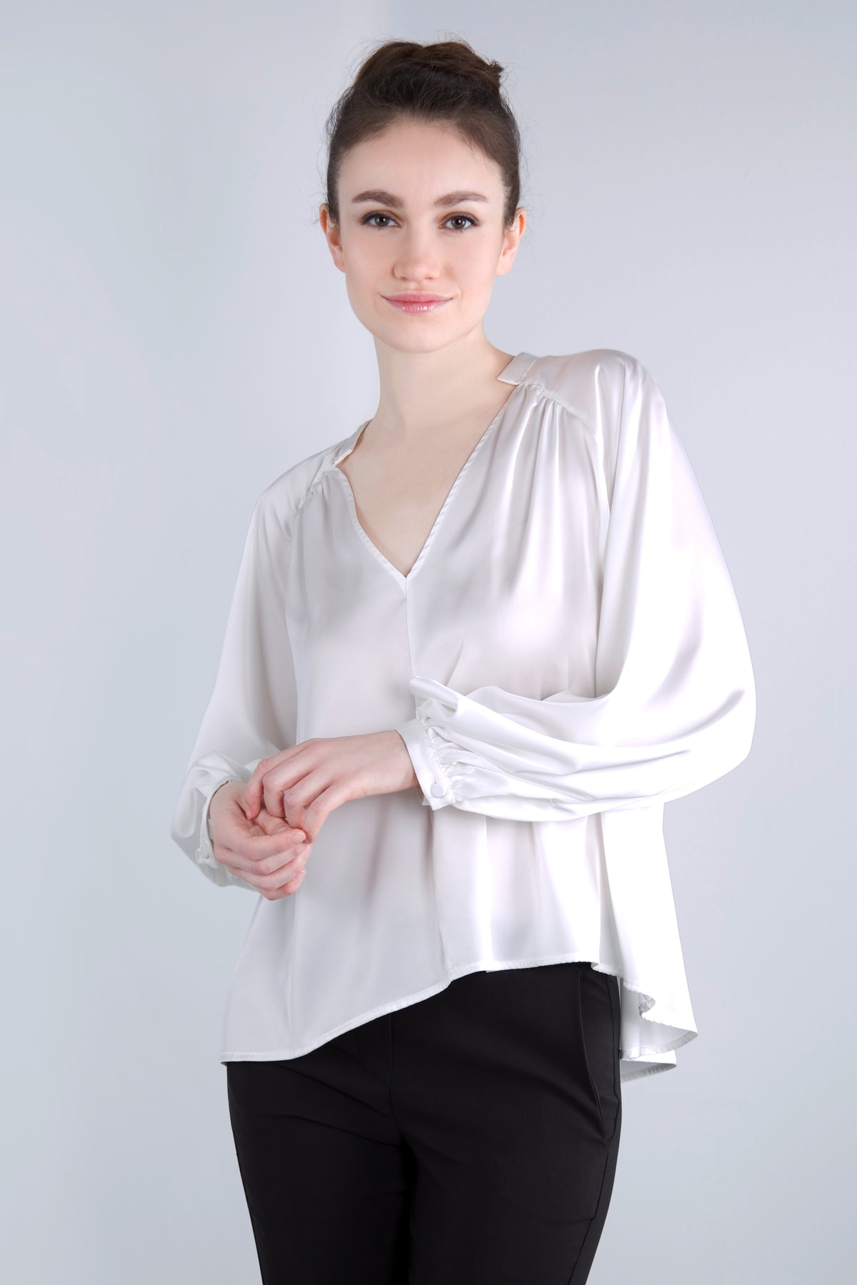 Satin Blusenshirt CMH2 wollweiß