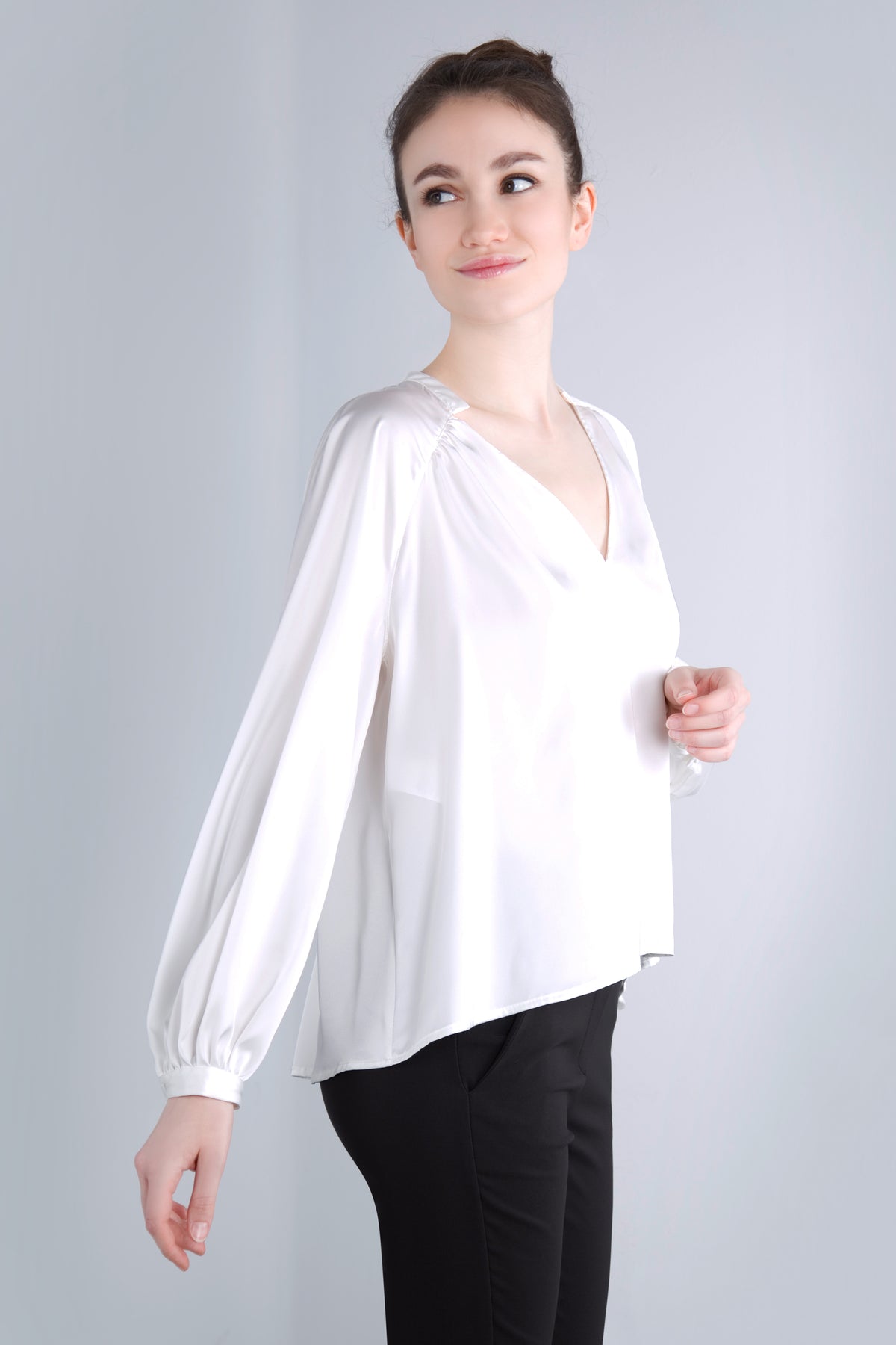 Satin Blusenshirt CMH2 wollweiß