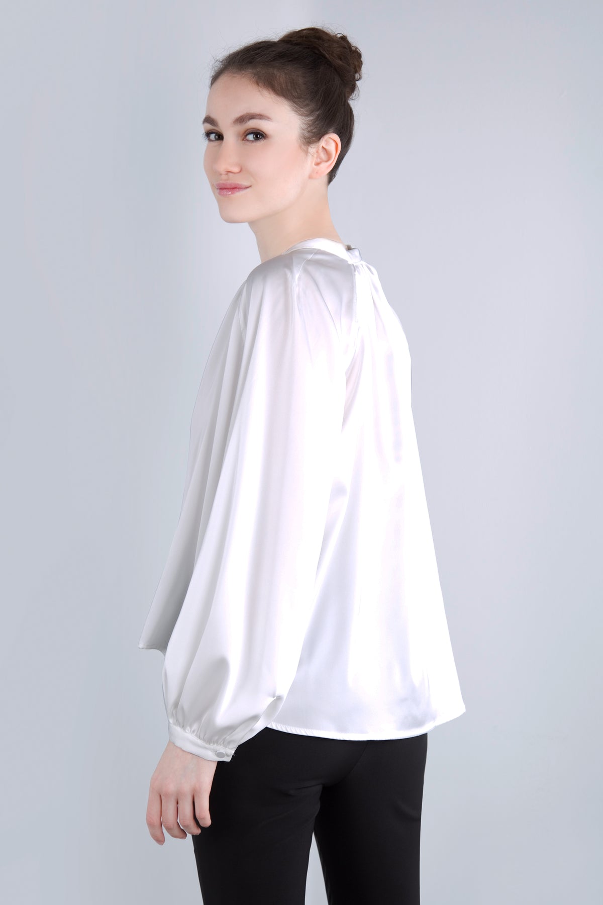 Satin Blusenshirt CMH2 wollweiß