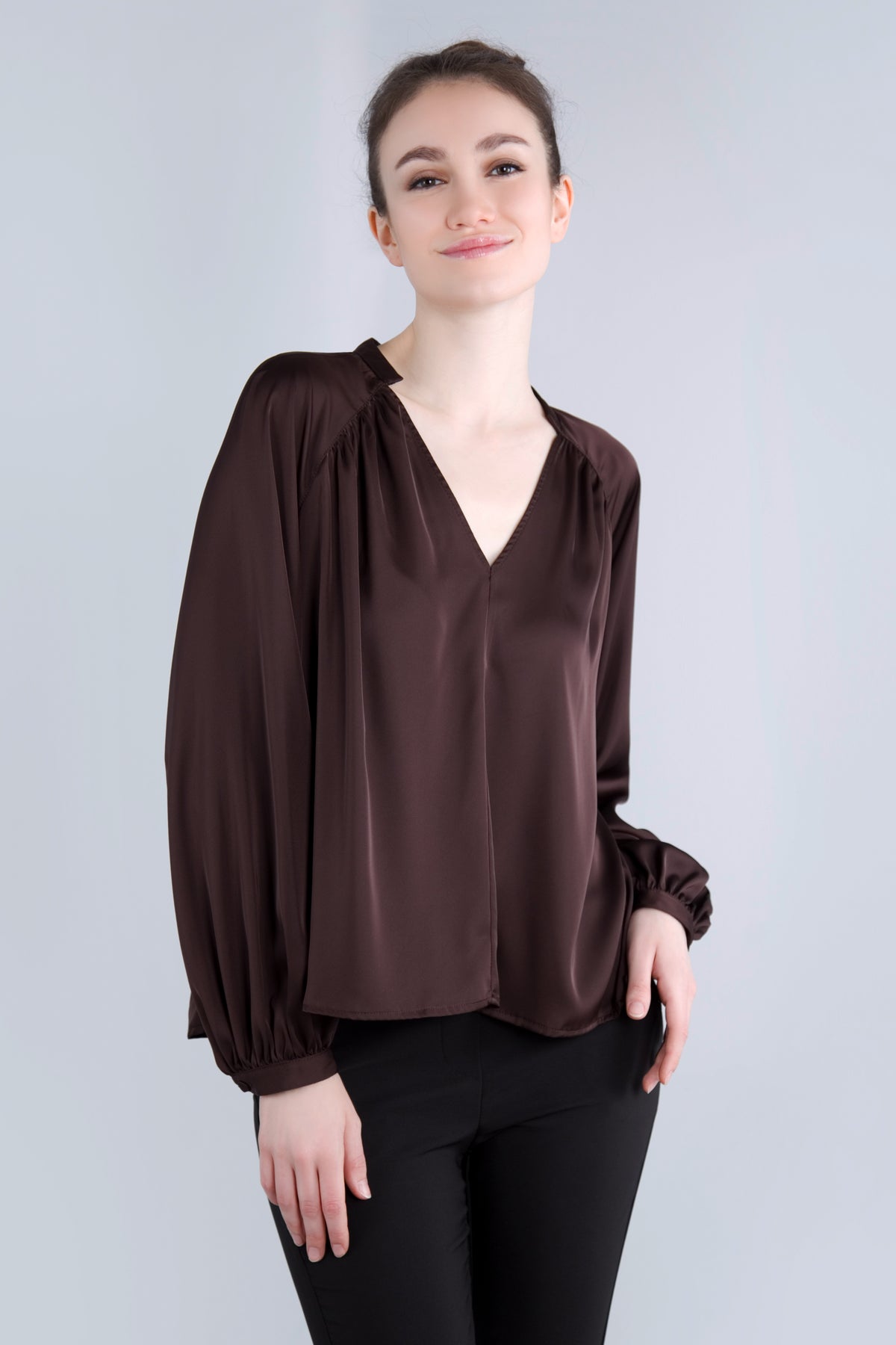 Satin Blusenshirt CMH2 braun