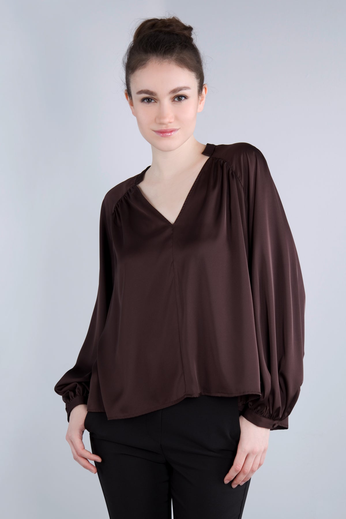 Satin Blusenshirt CMH2 braun