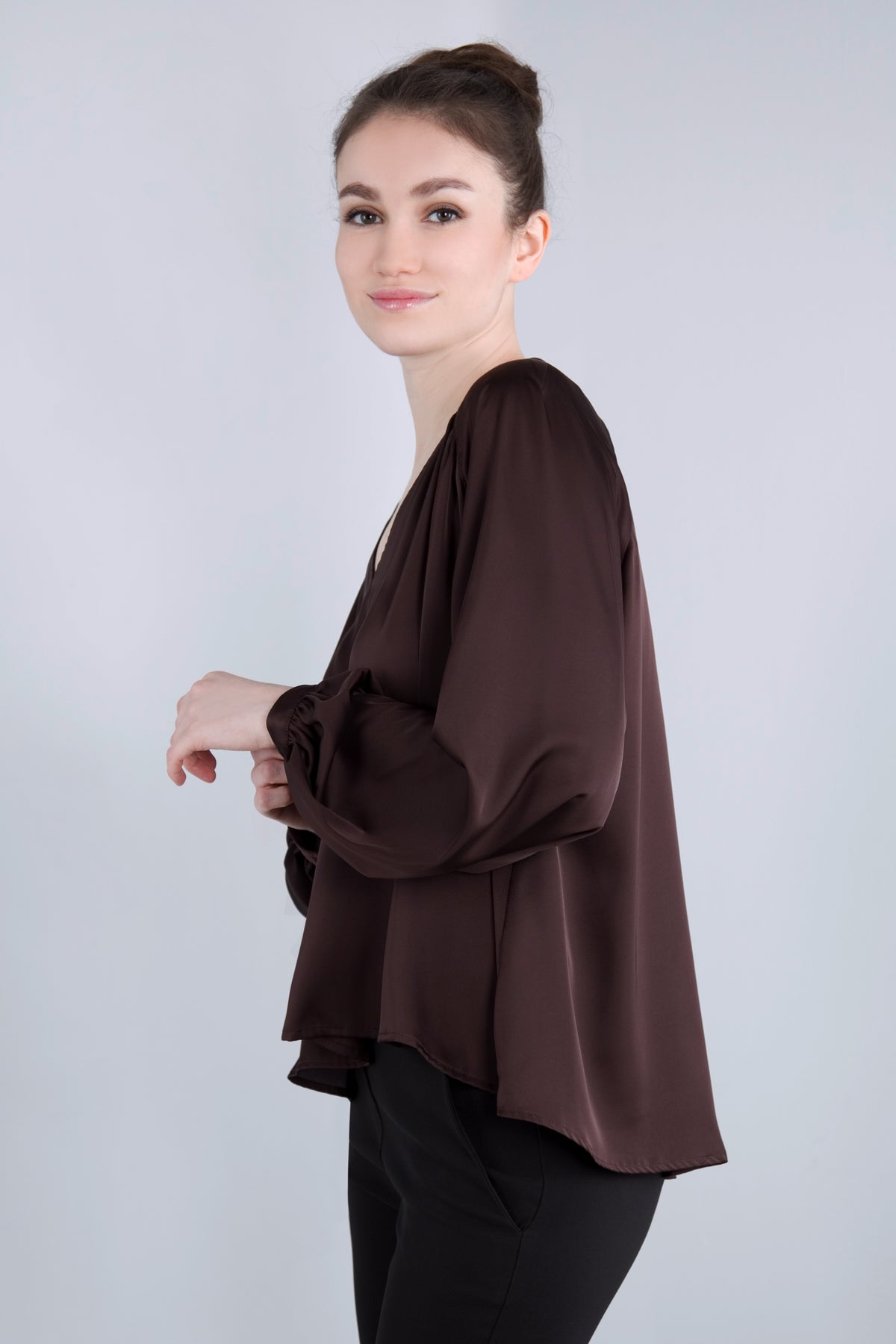 Satin Blusenshirt CMH2 braun