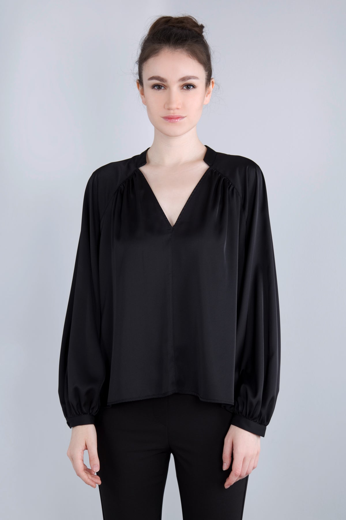 Satin Blusenshirt CMH2 schwarz