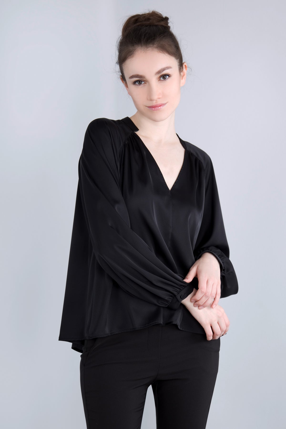 Satin Blusenshirt CMH2 schwarz