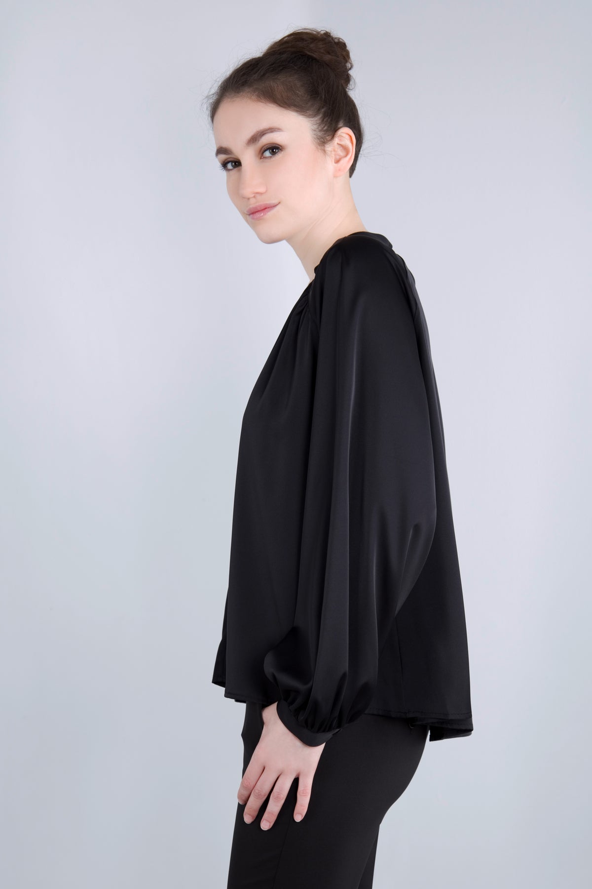 Satin Blusenshirt CMH2 schwarz