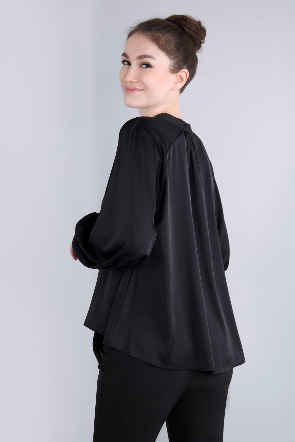 Satin Blusenshirt CMH2 schwarz