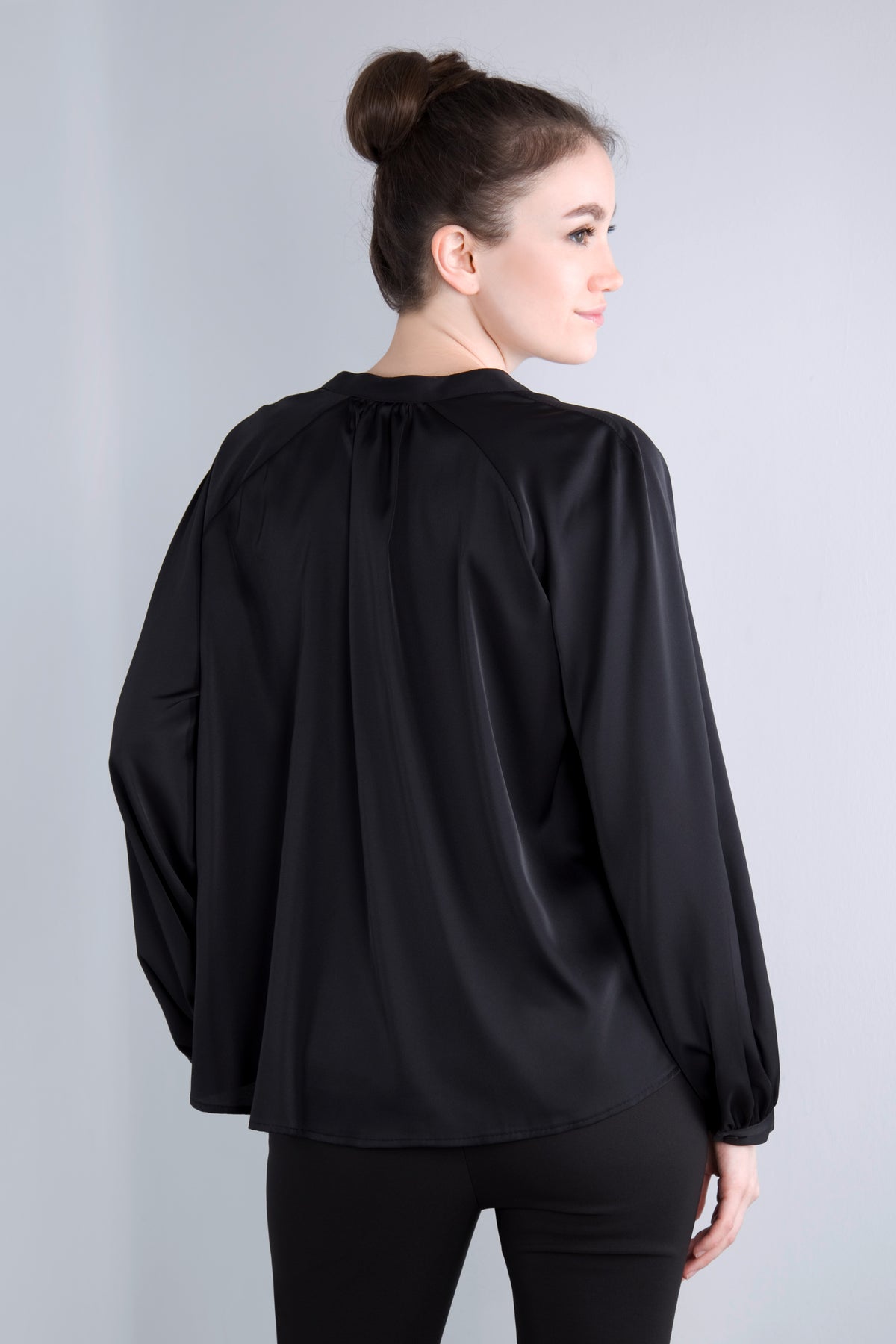 Satin Blusenshirt CMH2 schwarz